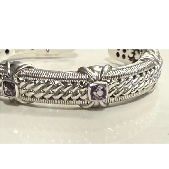 Judith Ripka Sterling Silver 925 Amethyst Cuff Bracelet 7” - Picture 3 of 8